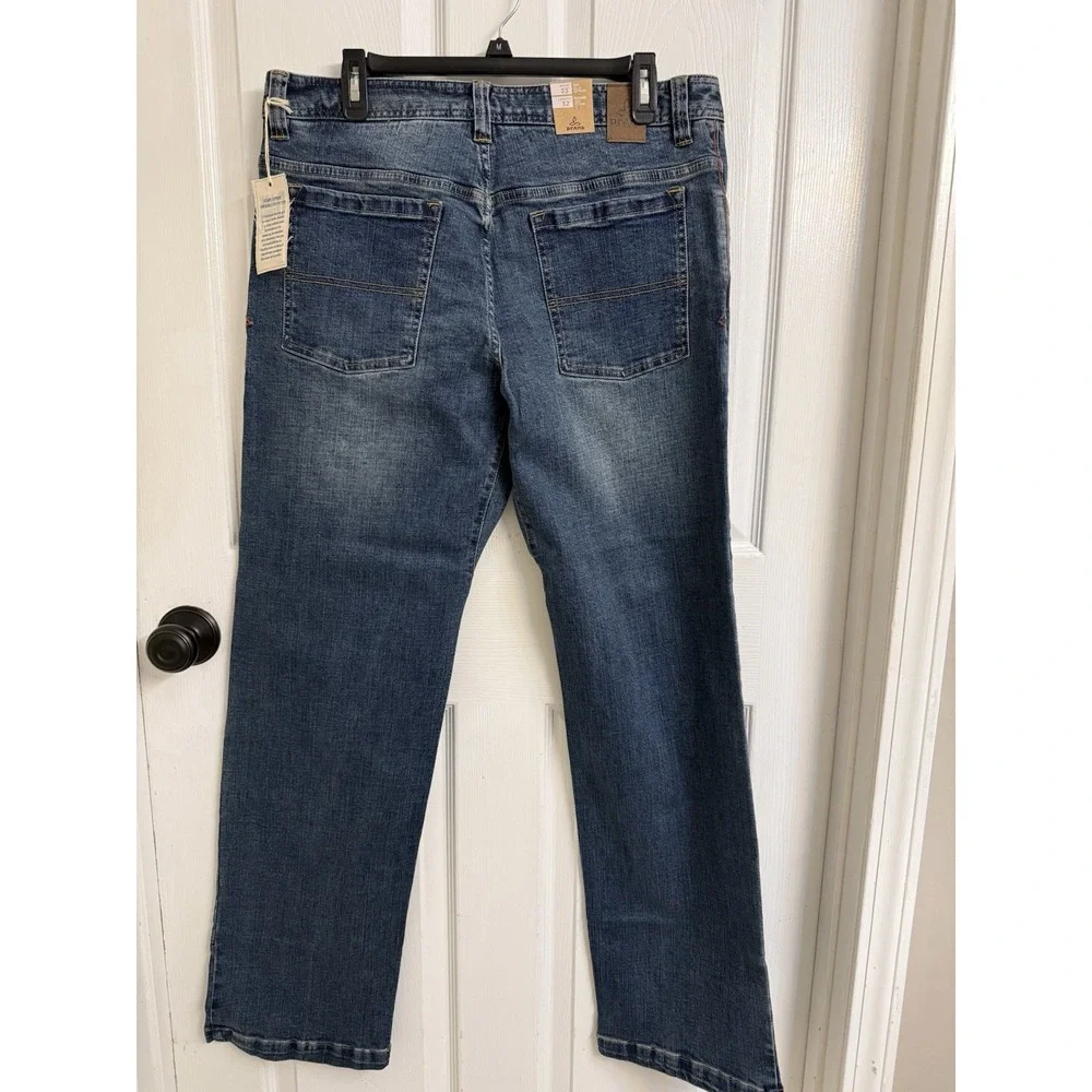 NEW Prana Axiom Jeans Men's 33x32 Stretch Straight Leg Stone Wash Performance